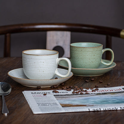 Gohobi Handmade Vintage Japanese Stoneware Coffee Mug and Saucer Set