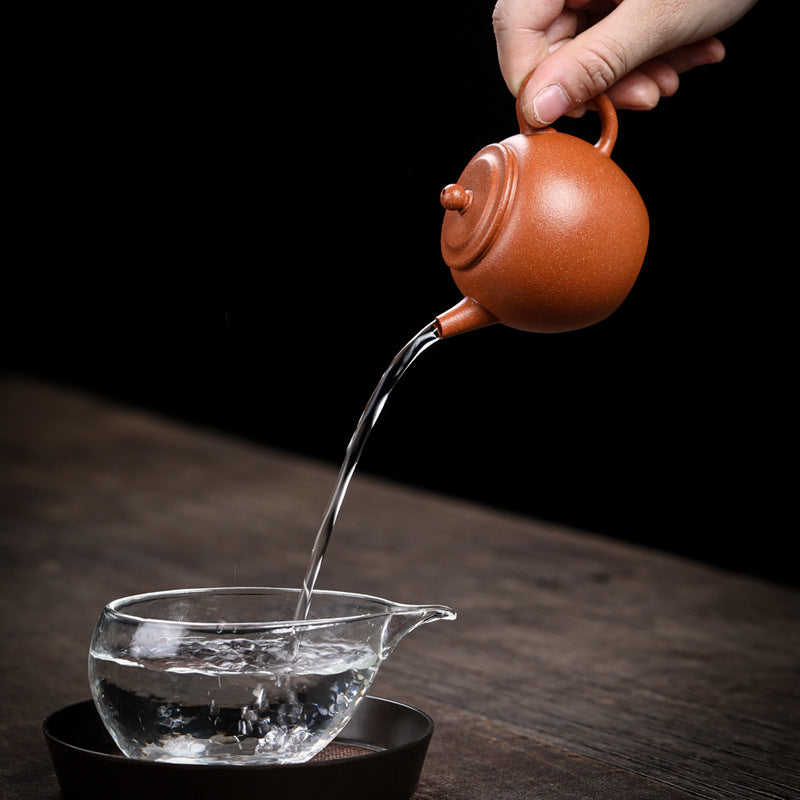 [Chingshui Tang 青水堂] Handmade Yixing Zisha Sandy Purple Clay Teapot – 120ml Original Ore Jin Jiangpo Clay, Handmade Thin Body with Built-in Filter, Da Bin Huai Yue Style Small Gongfu Teapot