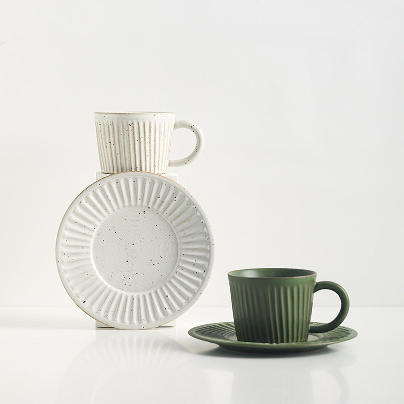 Gohobi Handmade Vintage Japanese Stoneware Coffee Mug and Saucer Set