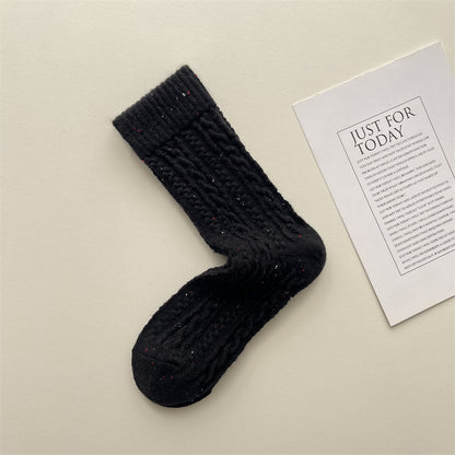 Gohobi Cable Knit Wool Mid-Calf Socks