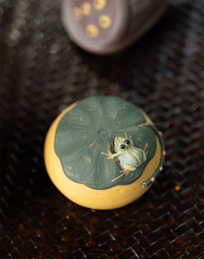 Yixing Purple Sand Spray Pastèque Thé Pet Fait Main Grenouille, Citrouille, Graines de Lotus, Citron, Fève Service à Thé, Sculpture En Gros