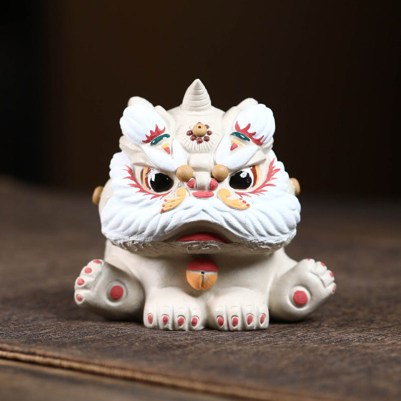 Gohobi Yixing Purple Clay Lion Dance Tea Pet – Handmade Guardian Ornament
