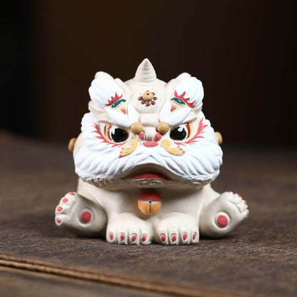 Gohobi Yixing Purple Clay Lion Dance Tea Pet – Handmade Guardian Ornament