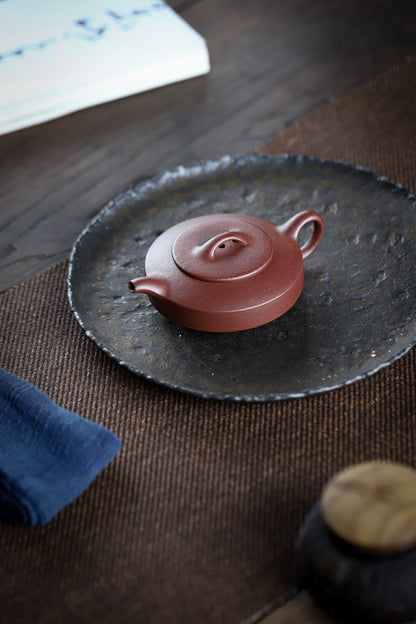 [Chingshui Tang 青水堂] Handmade Yixing Zisha Sandy Purple Clay Teapot – 90ml Handmade Original Ore Jiangpo Clay Bowl-Shaped Thin Body Teapot with Built-in Filter, Small Gongfu Teaware