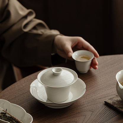 Gohobi Plant Ash Glaze Horseshoe Gaiwan – Thin Porcelain Gongfu Tea Brewing Bowl