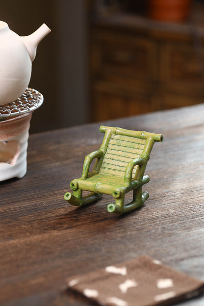 Gohobi Yixing Purple Clay Bamboo Rocking Chair Tea Pet – Handmade Tea Table Ornament