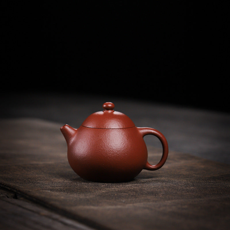 [Chingshui Tang 青水堂] Handmade Yixing Red Zisha Clay Teapot – 150ml Handmade Original Ore Raw Zhuni Clay Wen Dan Style Teapot with Built-in Filter, Small Gongfu Purple Clay Teaware