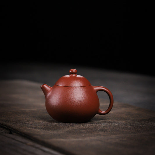 [Chingshui Tang 青水堂] Handmade Yixing Red Zisha Clay Teapot – 150ml Handmade Original Ore Raw Zhuni Clay Wen Dan Style Teapot with Built-in Filter, Small Gongfu Purple Clay Teaware