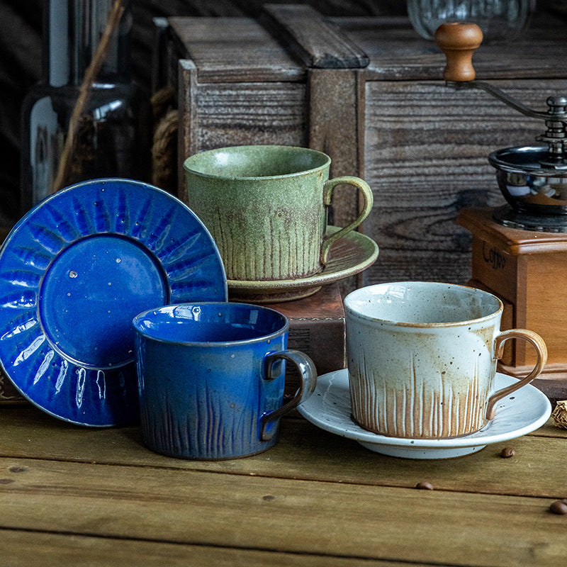 Gohobi Handmade Glaze-changed Japanese Stoneware Coffee Mug and Saucer Set