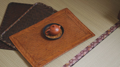Gohobi Handmade Lacquered Bamboo Woven Tea Mat