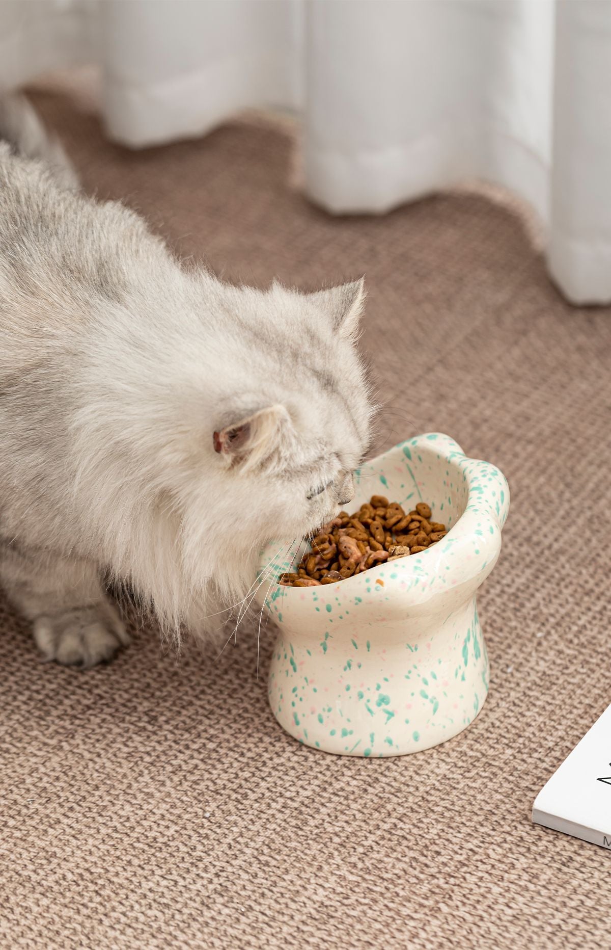 Gohobi Cat Paw Raised Ceramic Pet Bowl