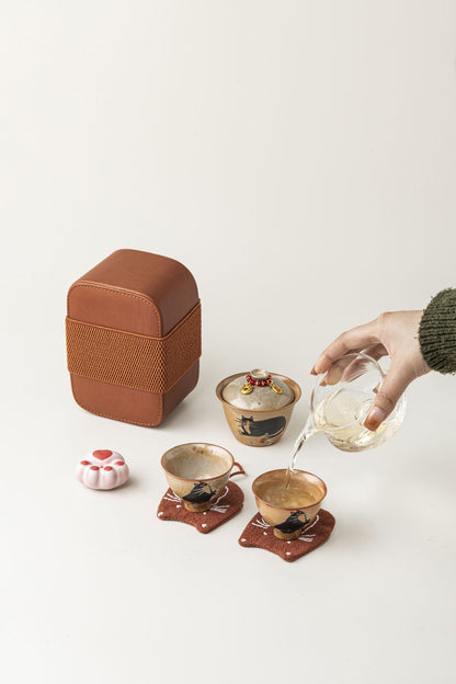 Gohobi Chi Wildcat Ceramic Travel Tea Set