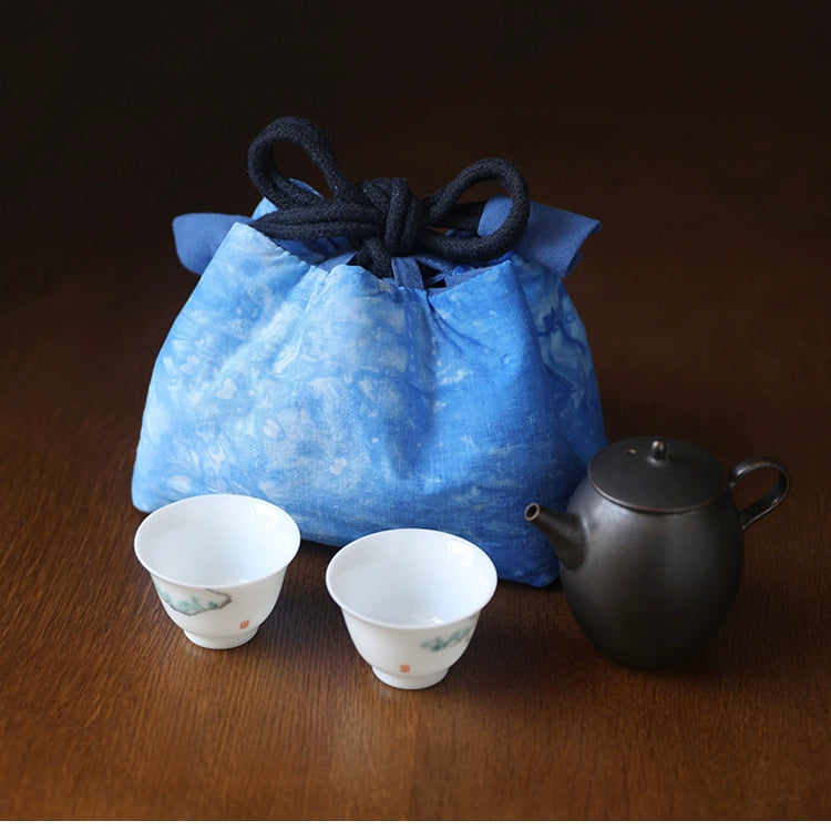 Gohobi Large Dyed Fabric Teaware Storage Travel Bag