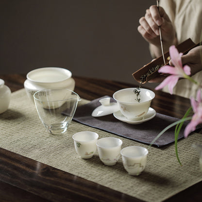Gohobi Handmade White Porcelain Gaiwan – Thin Porcelain Tea Bowl with Saucer