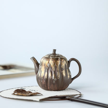 Gohobi Handmade Wooden-fired Golden Brown Teapot