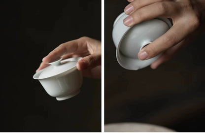 [賦山敘 x Gohobi] Jingdezhen Handmade Tea Testing Jade White Ceramic Gaiwan