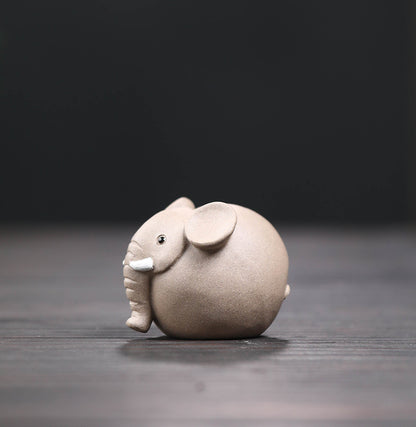 Gohobi Handmade Ceramic YiXing Clay Round Elephant Ornament Tea pet