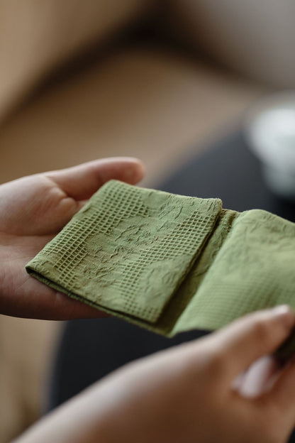 Torchon Gongfu double face en coton et lin gravé Gohobi