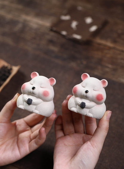 Gohobi Yixing Purple Clay Mouse Tea Pet – Handmade Lucky Ornament