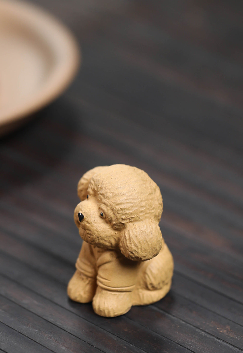 Gohobi Handmade Ceramic YiXing Clay Teddy Dog Ornament Tea pet