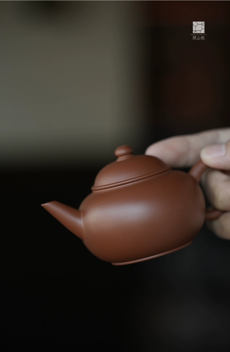 [賦山敘 x Gohobi] Original Ore Zhuni “Xiaoshui Ping” Red Zisha Clay Teapot – Handmade Chaozhou-Style Gongfu Yixing Teapot