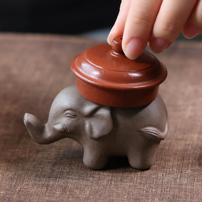 Gohobi Yixing Purple Clay Elephant Lid Holder – Handmade Teapot Lid Rest