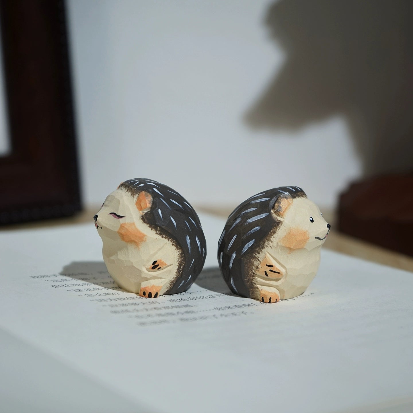 Gohobi Hand-Carved Mini Hedgehog Figurine