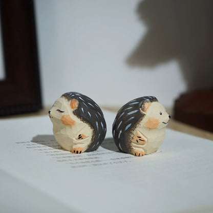 Gohobi Hand-Carved Mini Hedgehog Figurine