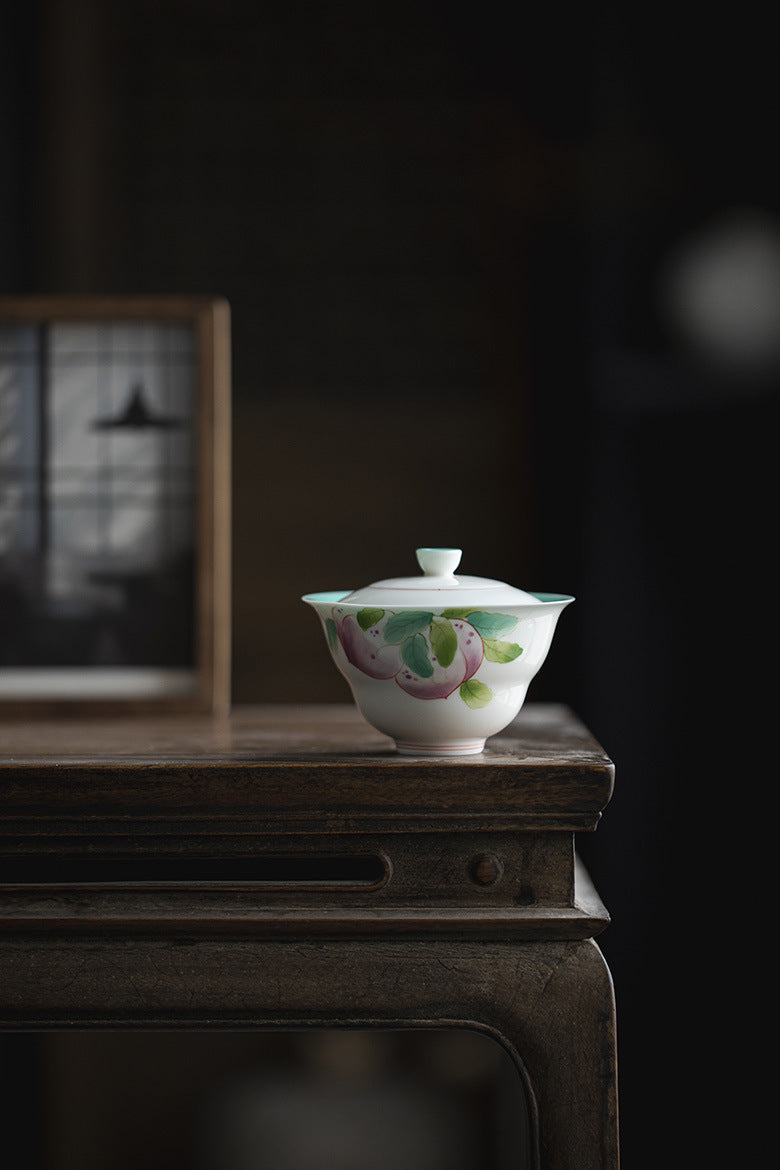 Gohobi Hand-Painted Longevity Peach Gaiwan