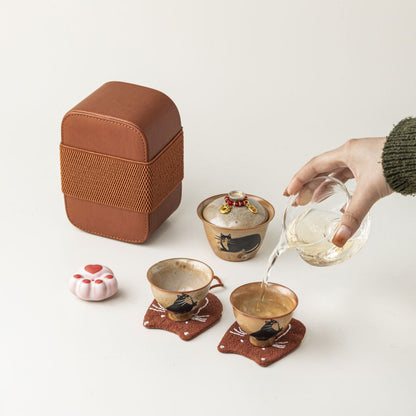 Gohobi Chi Wildcat Ceramic Travel Tea Set