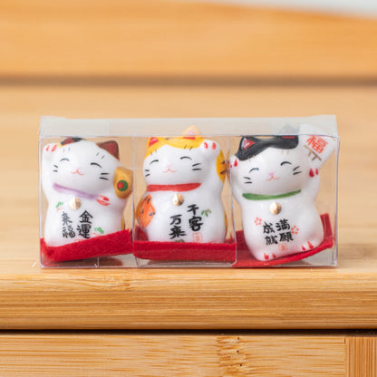 Gohobi A set of 3 Ceramic Lucky Cat Ornaments