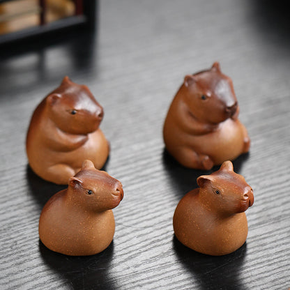 Gohobi Handmade Ceramic YiXing Clay Capybara Ornament Tea pet