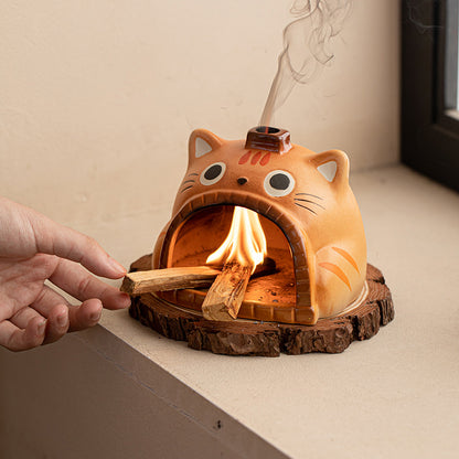 Gohobi Cute Cat Ceramic Aromatherapy Fireplace Burner