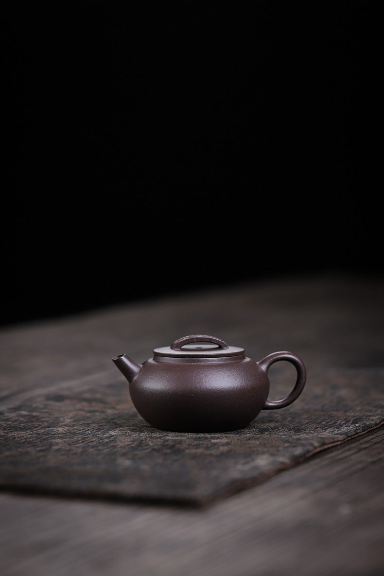 [Chingshui Tang 青水堂] Handmade Yixing Purple Zisha Clay Teapot – 120ml Original Ore Tianqing Clay Ruihu (Auspicious Tiger) Style Gongfu Teapot with Built-in Filter