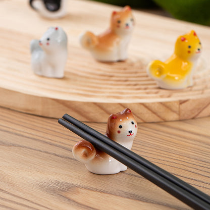 Gohobi Handmade Ceramic Shiba Inu Ornament Chopsticks Rest