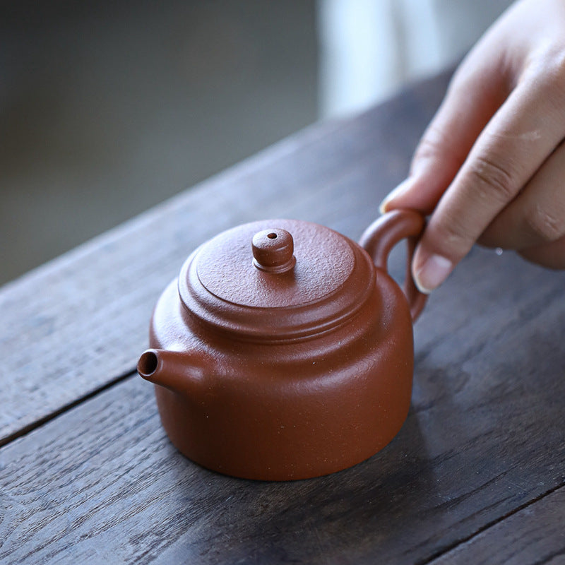 [Chingshui Tang 青水堂] Handmade Yixing Original Ore Sandy Purple Clay "Dezhong" Teapot – 150ml Zen-Inspired Home Brewing Teapot with Built-in Filter