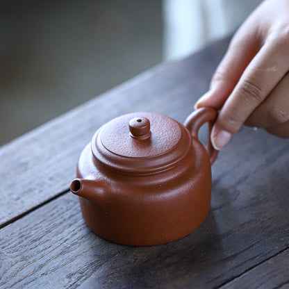 [Chingshui Tang 青水堂] Handmade Yixing Original Ore Sandy Purple Clay "Dezhong" Teapot – 150ml Zen-Inspired Home Brewing Teapot with Built-in Filter