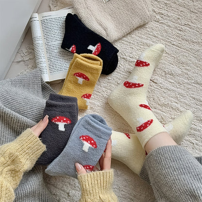 Gohobi Cozy Fleece-Lined Mushroom Socks