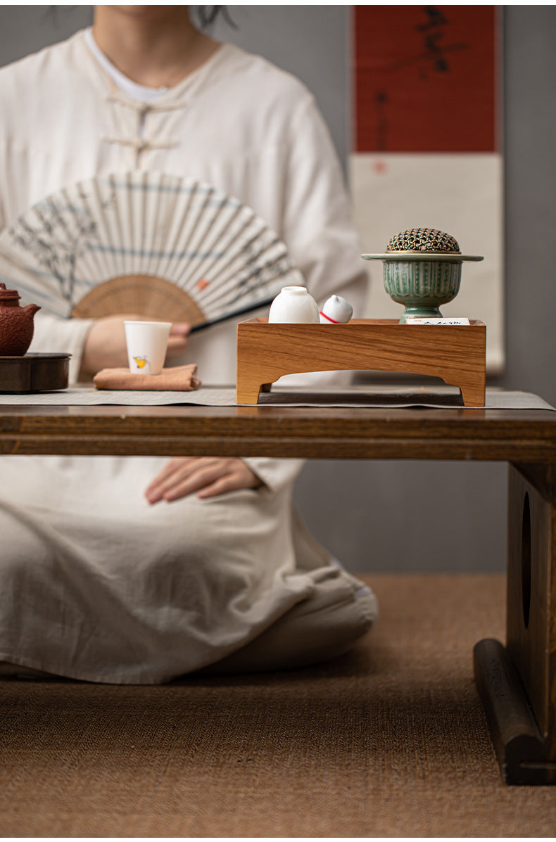 Gohobi Square Walnut Teak Wooden Serving Tray Teapot Tray