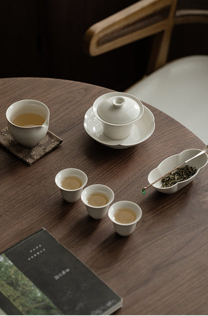 Gohobi Plant Ash Glaze Horseshoe Gaiwan – Thin Porcelain Gongfu Tea Brewing Bowl
