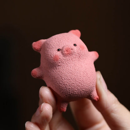 Gohobi Yixing Purple Clay Twelve Zodiac Pig Tea Pet – Handmade Sleeping Pig Ornament