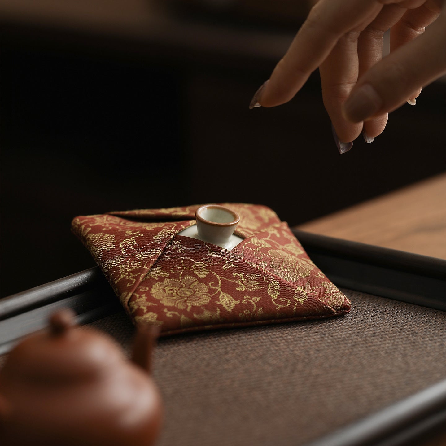 Gohobi Gaiwan Lid Brocade Fabric Cover