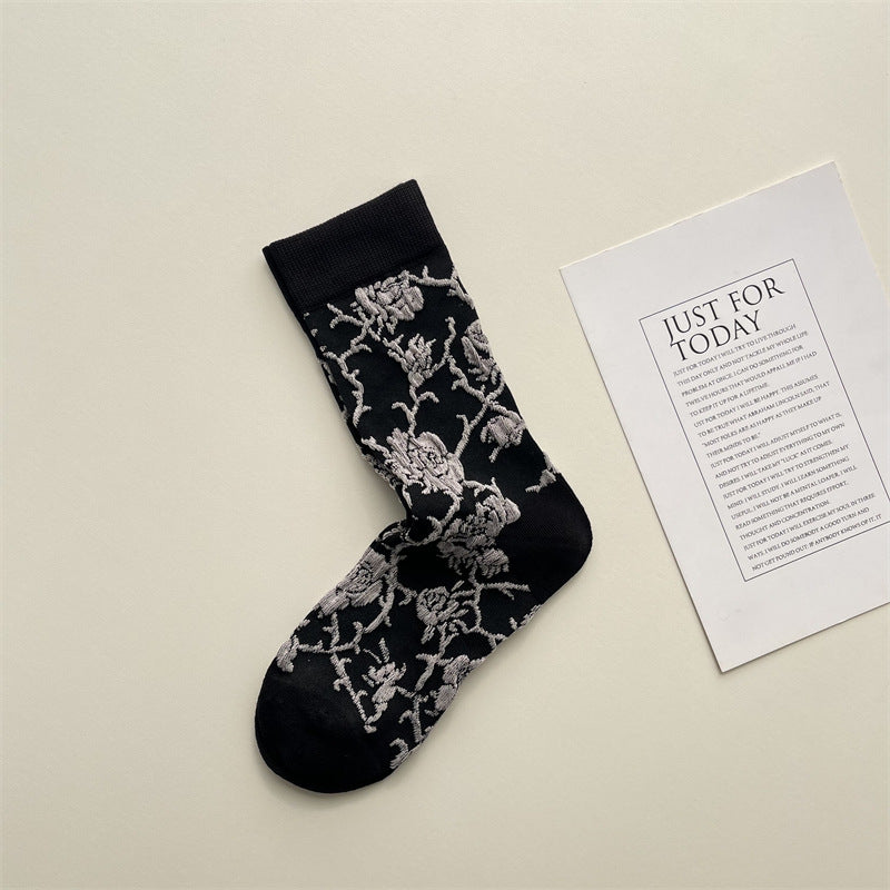 Gohobi Vintage Botanical Embossed Cotton Socks