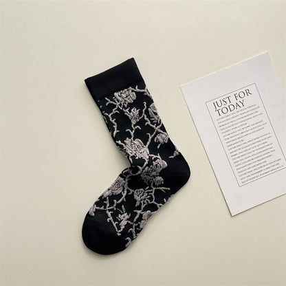 Gohobi Vintage Botanical Embossed Cotton Socks