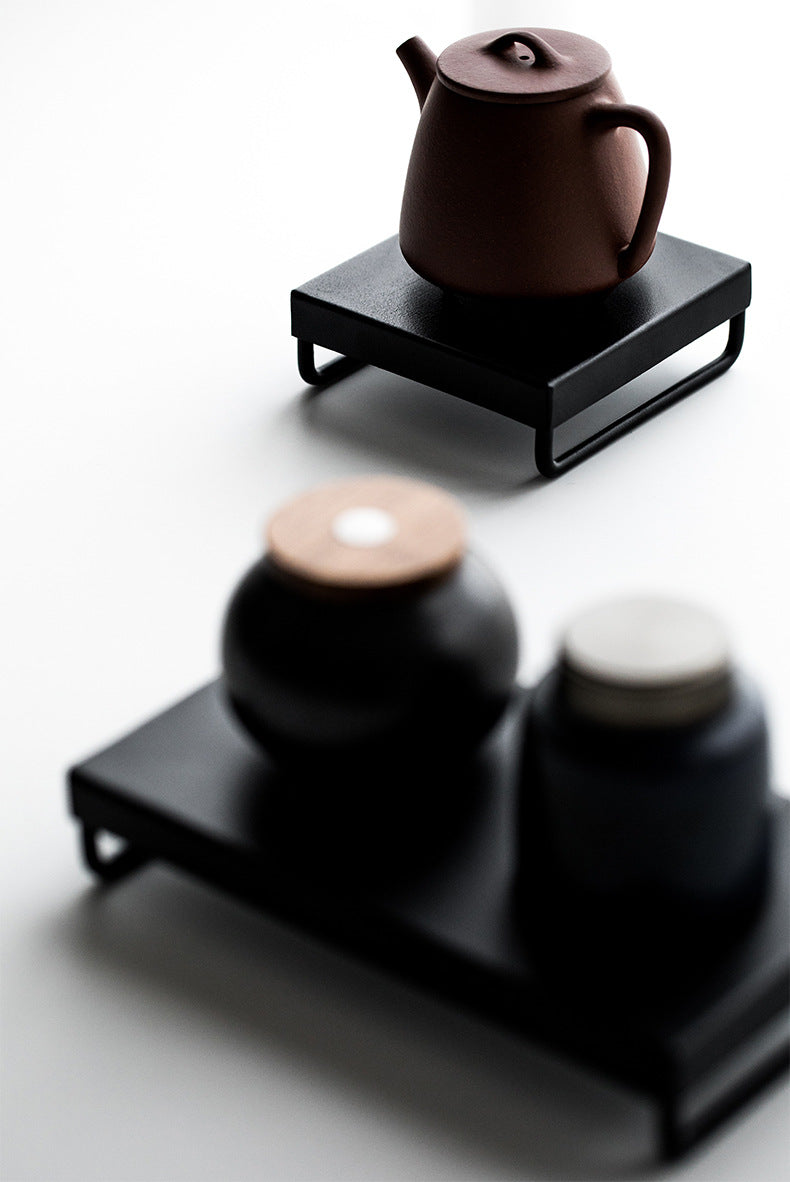 Gohobi Japanese-style Wabi-Sabi Black Square Iron Tray 006