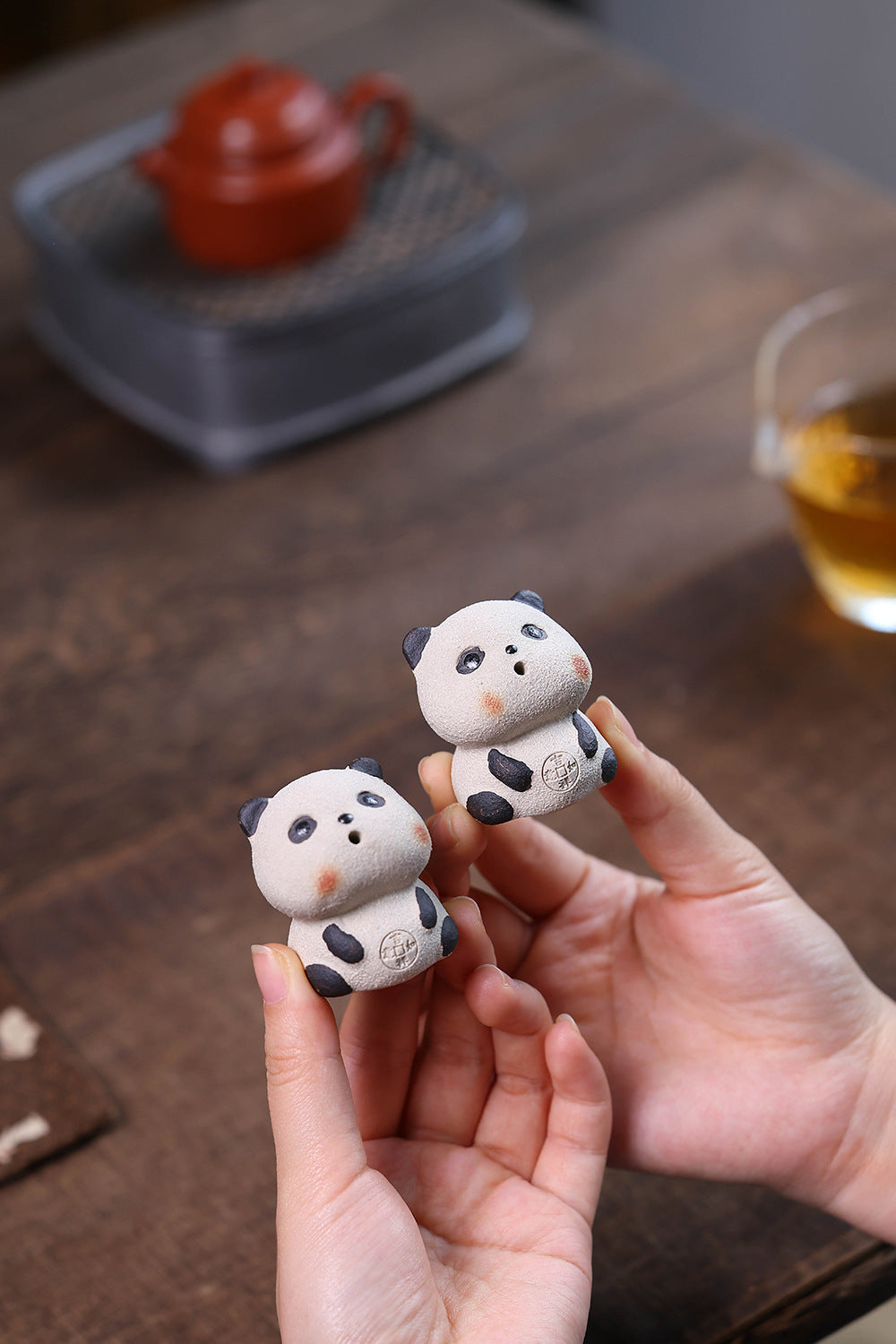 Gohobi Yixing Purple Clay Panda Tea Pet – Incense Holder and Lid Rest