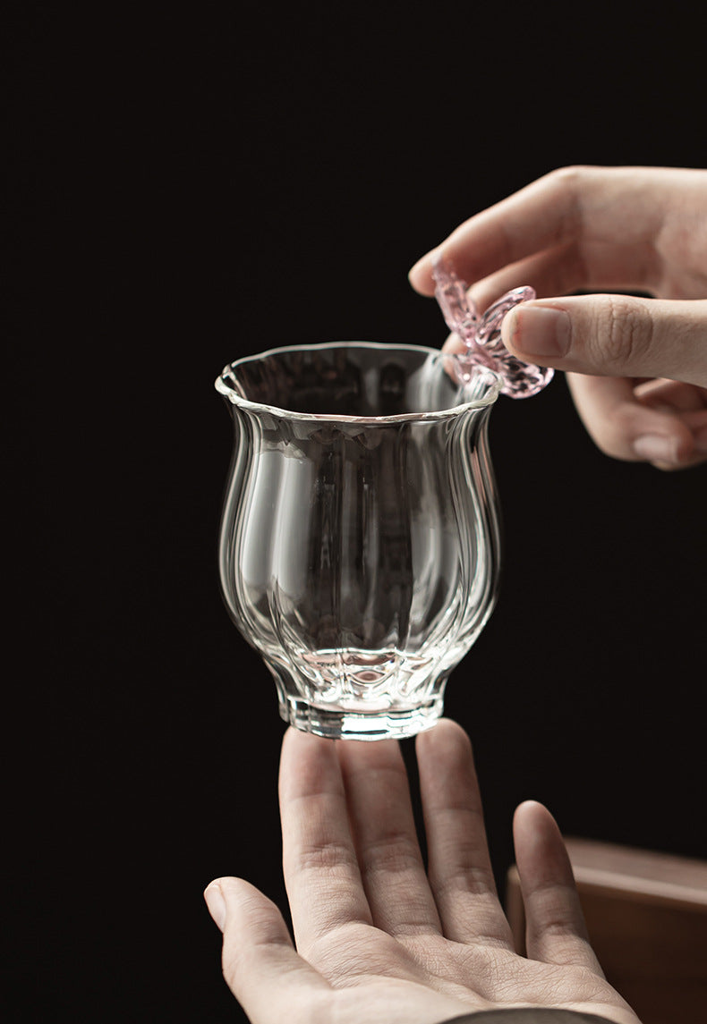 Gohobi Butterfly High Borosilicate Glass Tea Cup and Teapot Set – Heat-Resistant Transparent Gongfu Tea Set for Home and Office