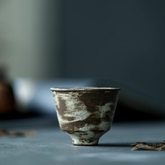 Gohobi Handmade Wood-fired Brown Ceramic Tea Cup (Short version)