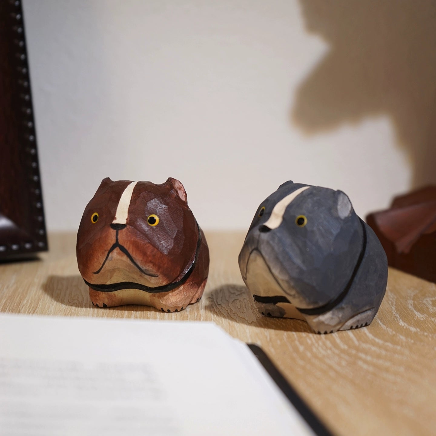 Gohobi Hand-Carved Wooden Puppy Figurine