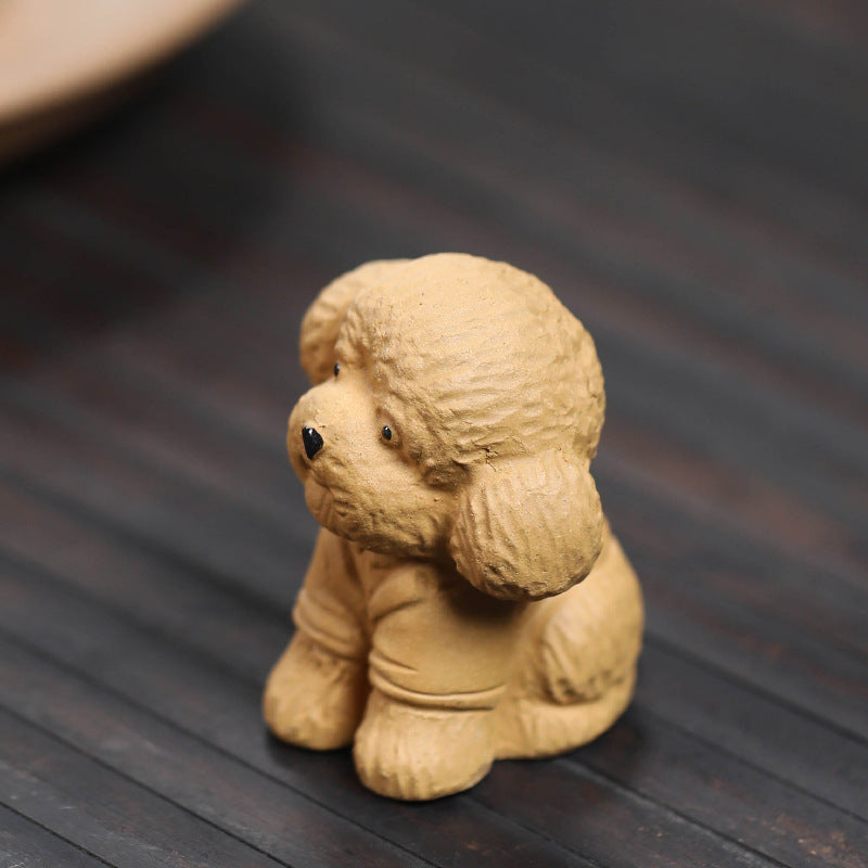 Gohobi Handmade Ceramic YiXing Clay Teddy Dog Ornament Tea pet